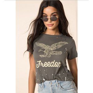 CHASER Freedom Eagle Tee - Safari Green Distressed - Size Small